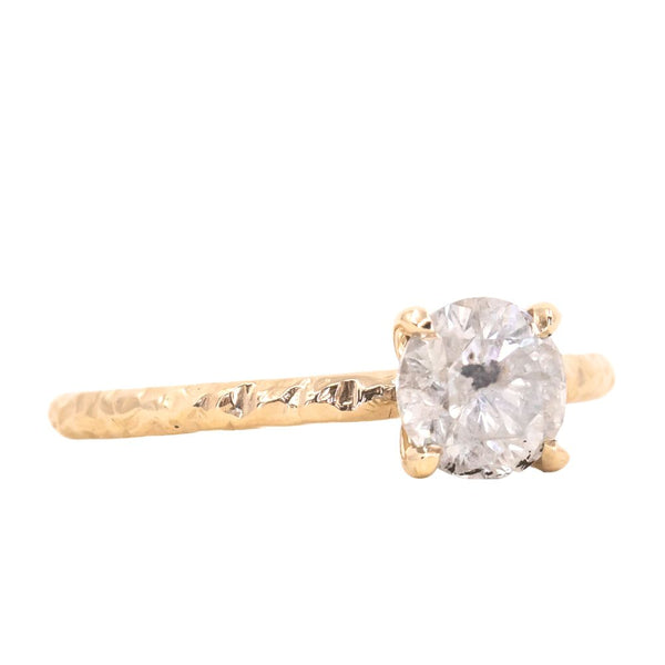 1.02ct Round Salt And Pepper Diamond Evergreen Solitaire in 14k Yellow Gold