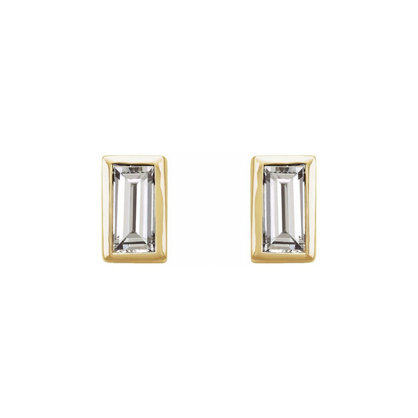 0.08ctw Mini Baguette Bezel Set Diamond Stud Earrings in Solid Gold
