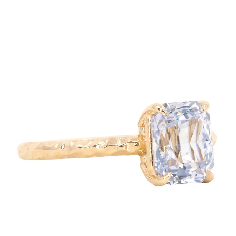 3.05ct Radiant Cut Sapphire Evergreen Solitaire in 14k Yellow Gold