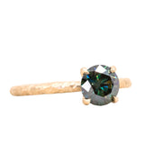 0.93ct Teal and Purple Moissanite Evergreen Carved Solitaire in 14k Yellow Gold