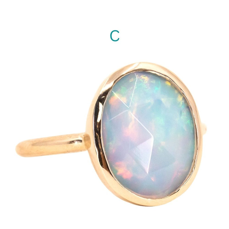 Bezel Set Rosecut Opal Rings in 14K Yellow Gold