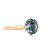1.59ct Oval Montana Sapphire 6 Prong Evergreen Solitaire in 14K Yellow Gold