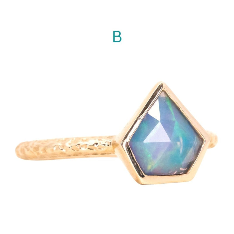 Bezel Set Rosecut Opal Rings in 14K Yellow Gold