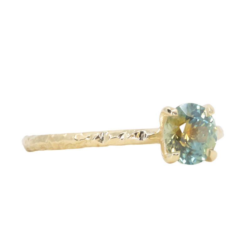 1.03ct Round Parti Montana Sapphire Evergreen Solitaire in 18k Yellow Gold