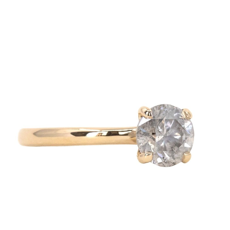 1.06ct Round Opalescent Grey Diamond Classic 4 Prong Solitaire in 14k Yellow Gold
