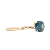 0.88ct Round Blue Kenyan Sapphire Evergreen Solitaire Ring in 14k Yellow Gold