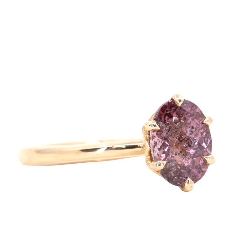 1.52ct Imperial Garnet Lotus Six Prong Solitaire in 14k Yellow Gold