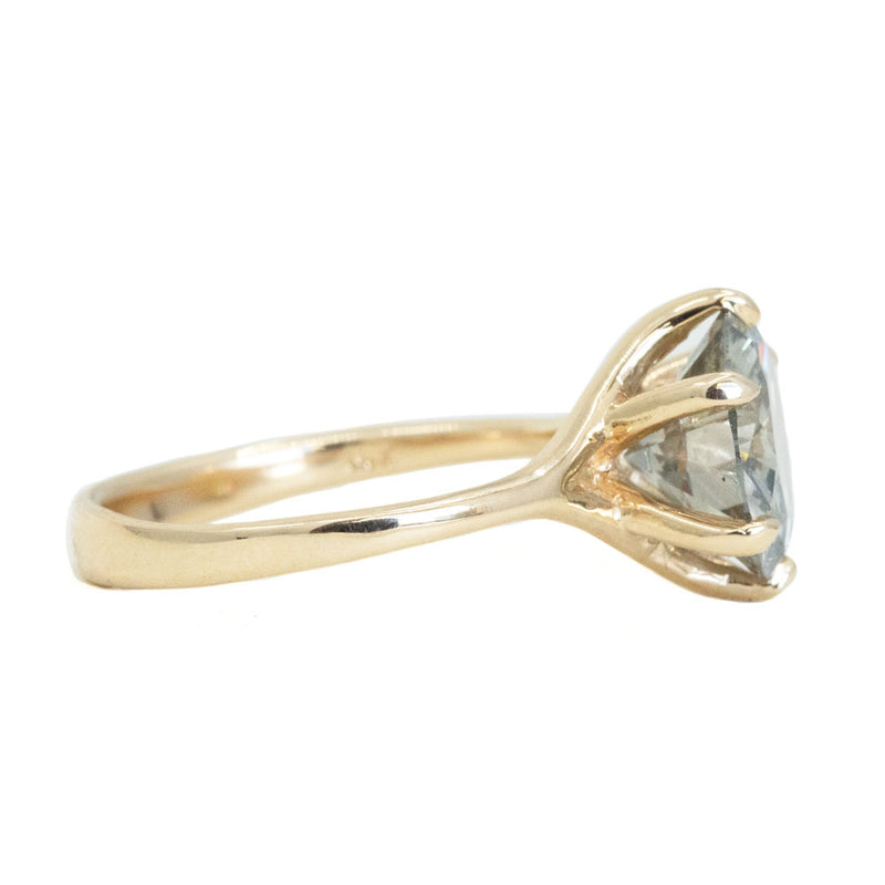 3.03ct Grey Diamond Six Prong Split Shank Solitaire In 14k Yellow Gold