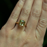 3.94ct Green Tourmaline Square Emerald Cut in 18k Yellow Gold Contemporary Bezel Setting