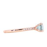 1.28ct Round Montana Sapphire Solitaire with French Set Diamonds In 14K Rose Gold