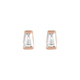 0.125ctw Mini Tapered Baguette Bar Set Diamond Stud Earrings in Solid Gold