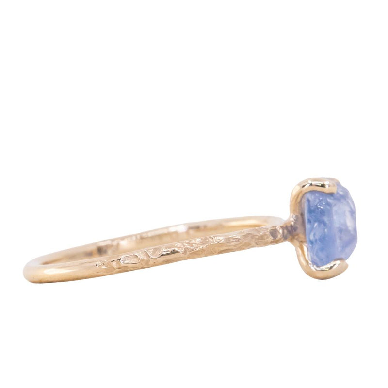 1.41ct Rough Montana Sapphire ring in Dainty 14k Yellow Gold Evergreen Setting