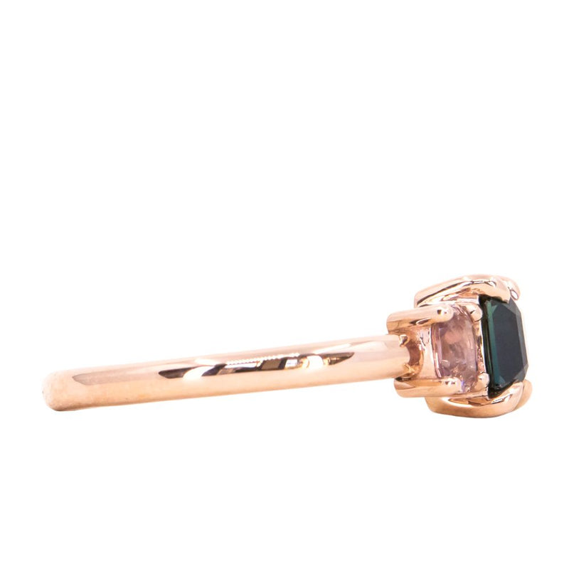 3.50ct Untreated Nigerian Teal Green Sapphire Six Prong Split Shank Solitaire in 18k Yellow Gold
