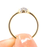 1.07ct Rosecut Salt & Pepper Diamond 6-Prong Low Profile Ring With Plain Rounded Band in 18K Yellow Gold