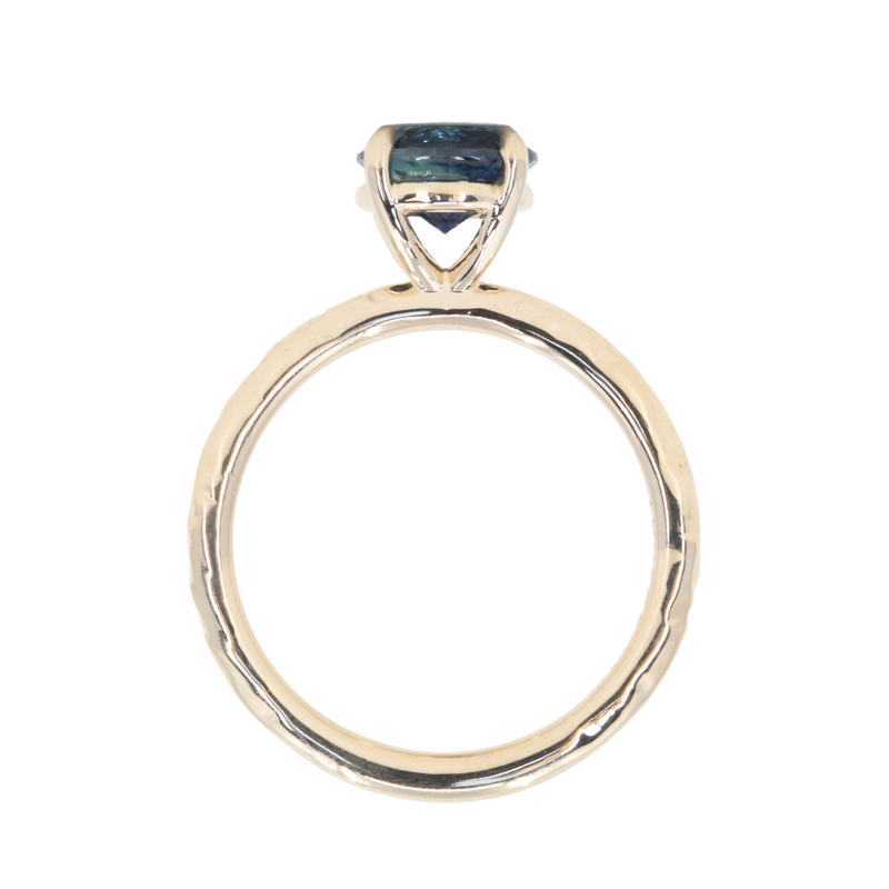 1.55ct Included Deep Ocean Blue - Purple Sapphire Evergreen Solitaire Ring in 14k Yellow Gold