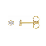 0.08ctw Round Rosecut Six Prong Diamond Earrings in Solid Gold