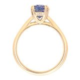2.04ct Oval Opalescent Sapphire Hidden Halo Double Prong Solitaire in 14k Satin Yellow Gold