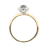 1.05ct Oval Parti Sapphire and Two-Tone 14k Yellow and White Gold Stackable Halo Ring