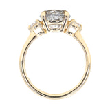 2.53ct Round Grey Salt and Pepper and White Diamond Three Stone Ring in 14k Yellow Gold