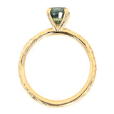 1.13ct Round Tanzanian Color-Shifting Sapphire Evergreen Carved Solitaire in 18k Yellow Gold