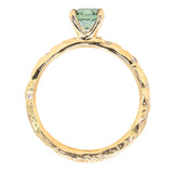0.96ct Round Color-Shifting Sapphire in 18k Yellow Gold Evergreen Solitaire with Scattered Embedded Diamonds