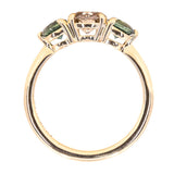 0.70ct Round Champagne Diamond and 4.5mm Round Sapphires Three Stone Ring in 14K Yellow Gold