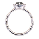 0.99ct Round Montana Color Changing Sapphire Low Profile Diamond Halo Ring In 14k White Gold