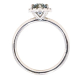 1.08ct Oval Montana Sapphire Halo Ring in 14k White Gold