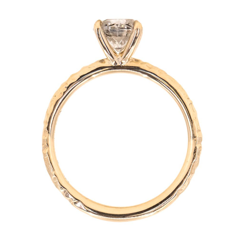 1.02ct Round Salt And Pepper Diamond Evergreen Solitaire in 14k Yellow Gold