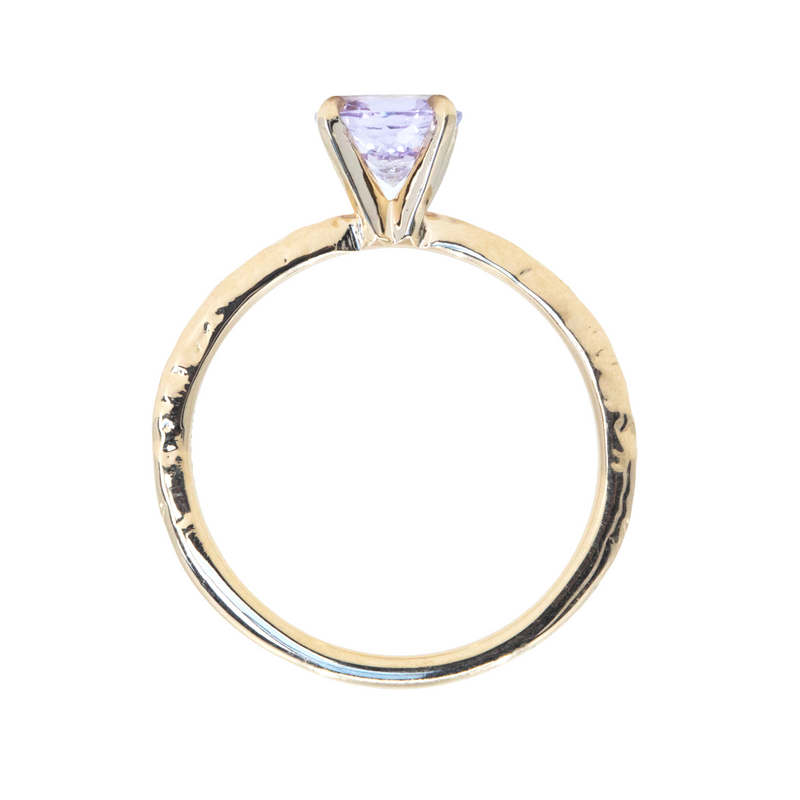 0.99ct Round Lilac Sapphire Evergreen Solitaire Ring in 14k Yellow Gold