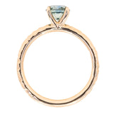 0.95ct Round Montana Sapphire Evergreen Carved Solitaire Ring in 14k Yellow Gold