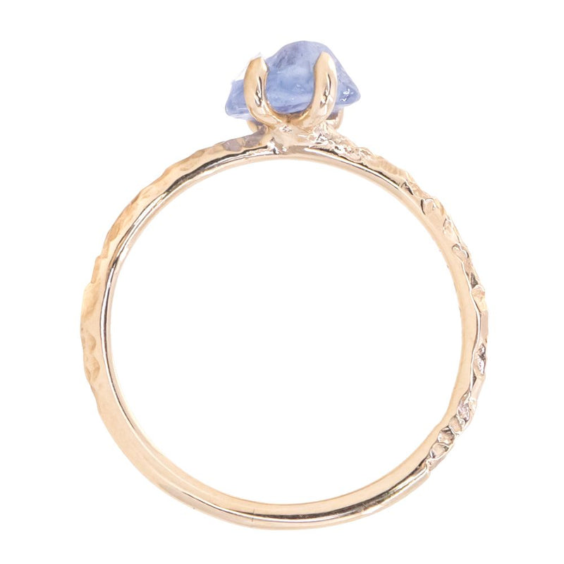1.41ct Rough Montana Sapphire ring in Dainty 14k Yellow Gold Evergreen Setting