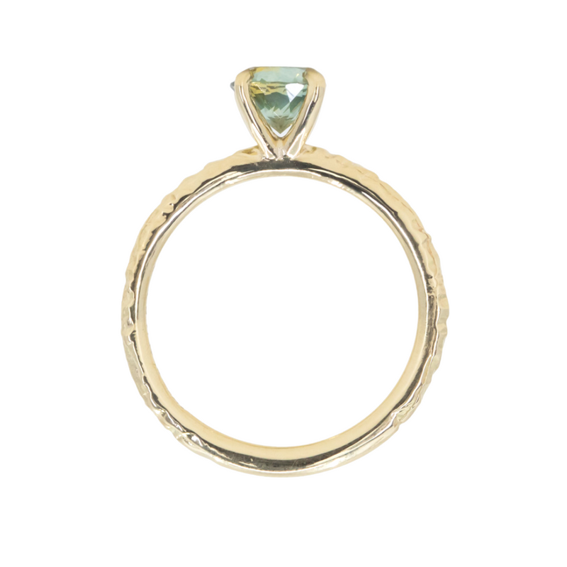 1.03ct Round Parti Montana Sapphire Evergreen Solitaire in 18k Yellow Gold