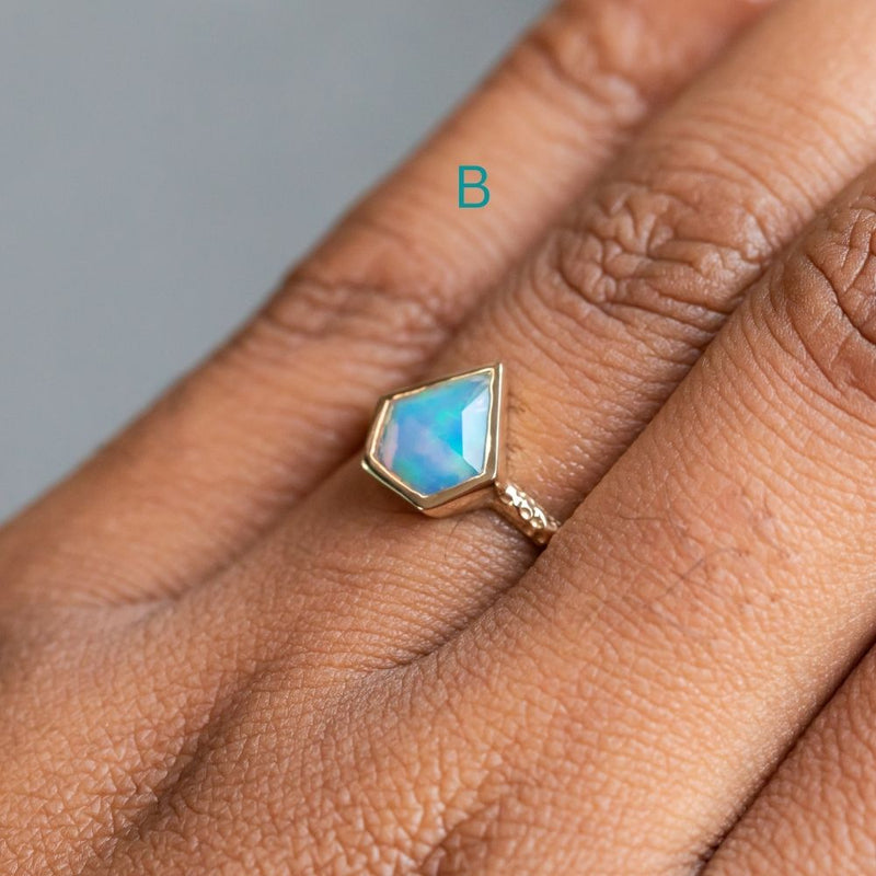 Bezel Set Rosecut Opal Rings in 14K Yellow Gold