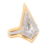 1.25ct Kite Diamond Halo Platinum Ring and Jacket in 18k Yellow Gold