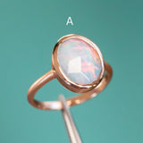 Oval Bezel Set Rosecut Opal Ring in 14k Rose Gold