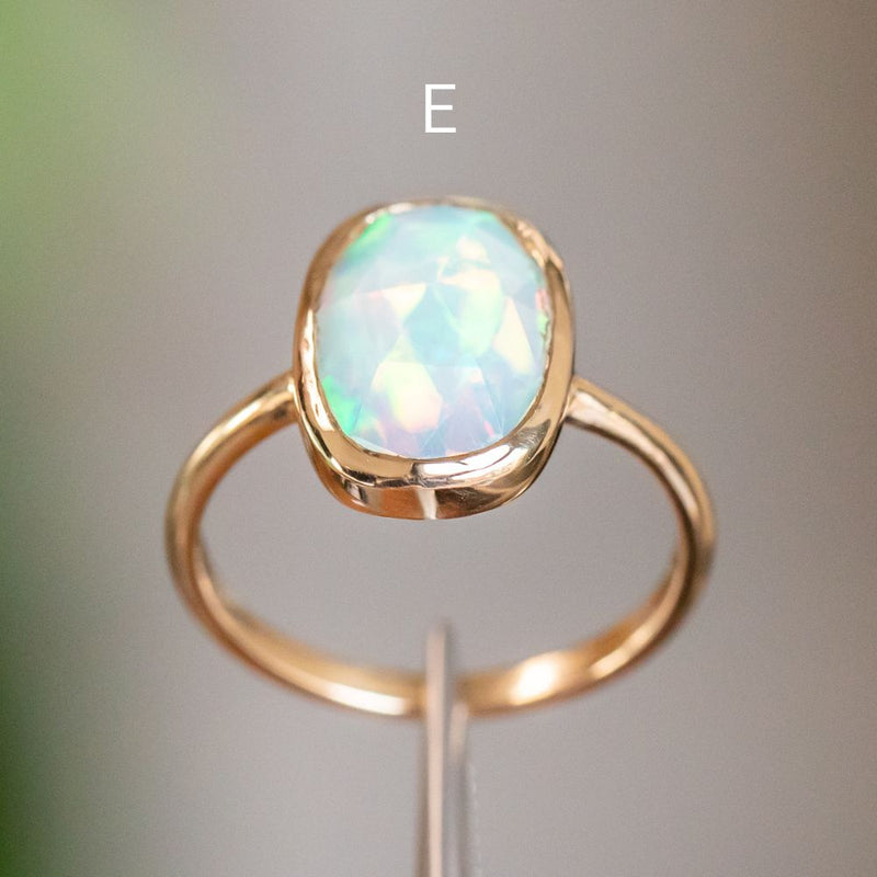 Bezel Set Rosecut Opal Rings in 14K Yellow Gold - Assorted Shapes