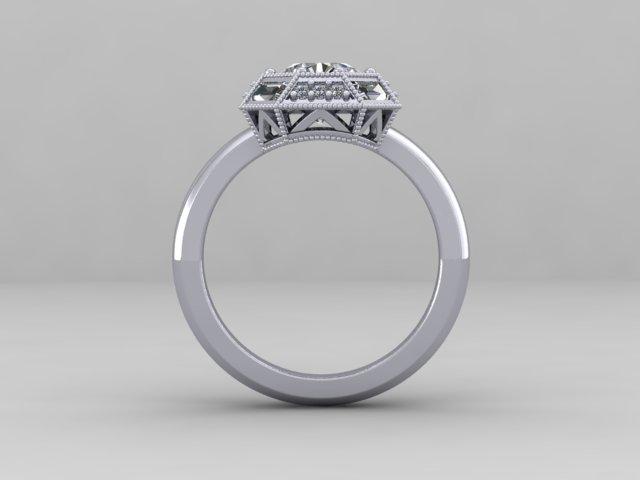 Custom Order- Custom Old European Cut Art Deco Engagement Ring