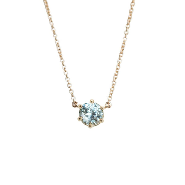 0.95ct Light Blue Montana Sapphire Six Prong Necklace in 14k Yellow Gold
