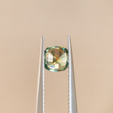 0.80CT CUSHION CUT MONTANA SAPPHIRE, PARTI SPRING GREEN WITH LIGHT BLUE, 5.31X3.56MM