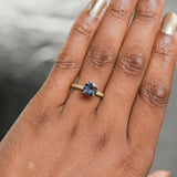 1.72ct Color-Shifting Songean Sapphire Flat Band 4 Prong Solitaire in 18k Yellow Gold