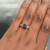 1.72ct Color-Shifting Songean Sapphire Flat Band 4 Prong Solitaire in 18k Yellow Gold