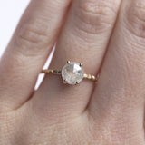 yellow gold rosecut diamond hand carved grey diamond engagement ring