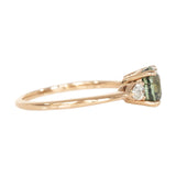 2.05ct Round Unheated Teal Green Sapphire With Pear Diamond Side Stones in 14k Rose Gold