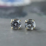 1.89ctw Round Grey Spinel Stud Earrings in Yellow Gold