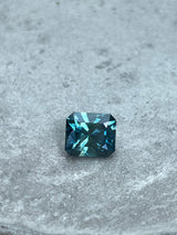 RESERVED- 5.70CT EMERALD RADIANT CUT MONTANA SAPPHIRE, TEAL OCEAN BLUE, HEATED 10.19X8.90MM
