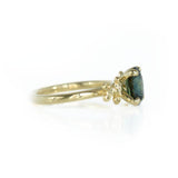 1.75ct Oval Green Blue Sapphire Prong Set Mermaid Solitaire Ring in 18k Yellow Gold