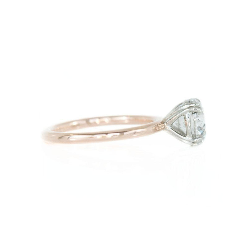 2.05ct Salt and Pepper Diamond Two-Tone Solitaire Ring in Double Claw Platinum and Rose Gold