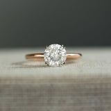 2.05ct Salt and Pepper Diamond Two-Tone Solitaire Ring in Double Claw Platinum and Rose Gold