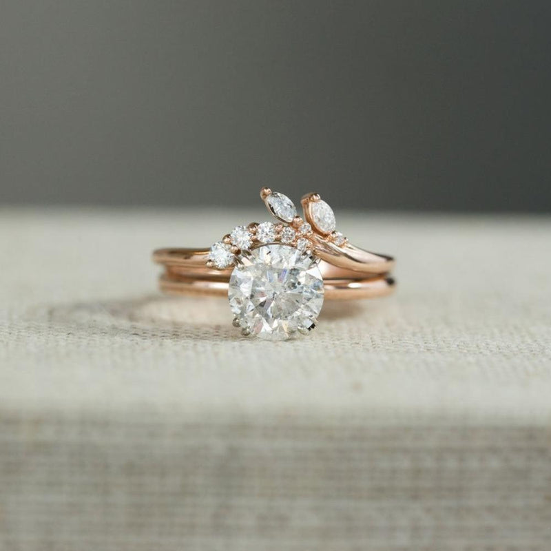 2.05ct Salt and Pepper Diamond Two-Tone Solitaire Ring in Double Claw Platinum and Rose Gold